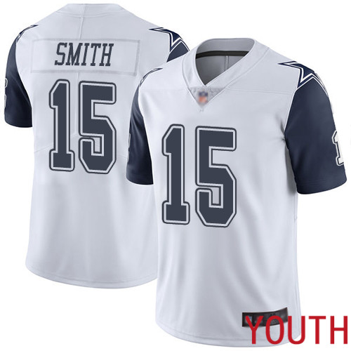 Youth Dallas Cowboys Limited White Devin Smith 15 Rush Vapor Untouchable NFL Jersey